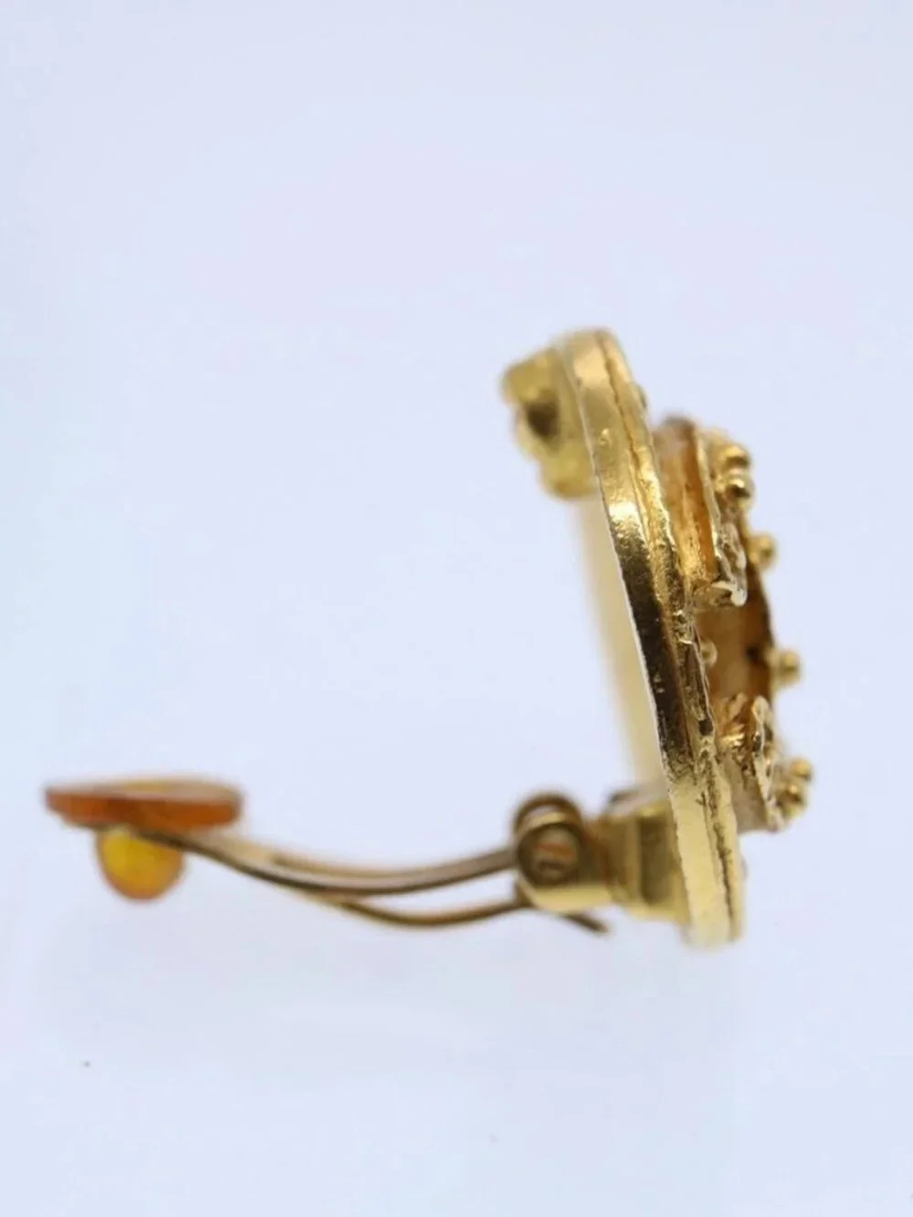 CHANEL Earring Gold Tone CC Auth ep2559